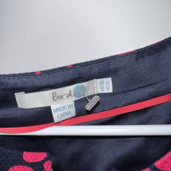 BODEN Notch Neck Shift Dress WH380 Navy & Pink Floral Damask Belted Lined 6L - Picture 10 of 15